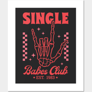 Single Babes Club Skeleton Red Posters and Art